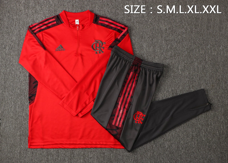 23/24 Conjunto Comissão Flamengo - Frio Zíper Curto - Vermelho