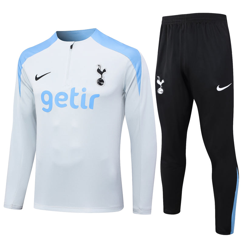 24/25 Conjunto Treino Tottenham - Frio Zíper Curto - Branco