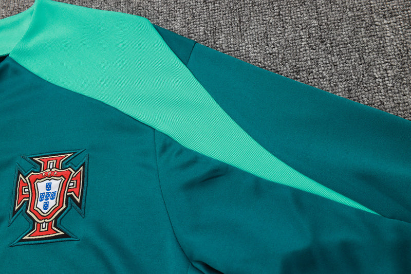 24/25 Conjunto Treino Portugal - Frio Zíper Curto - Verde Escuro