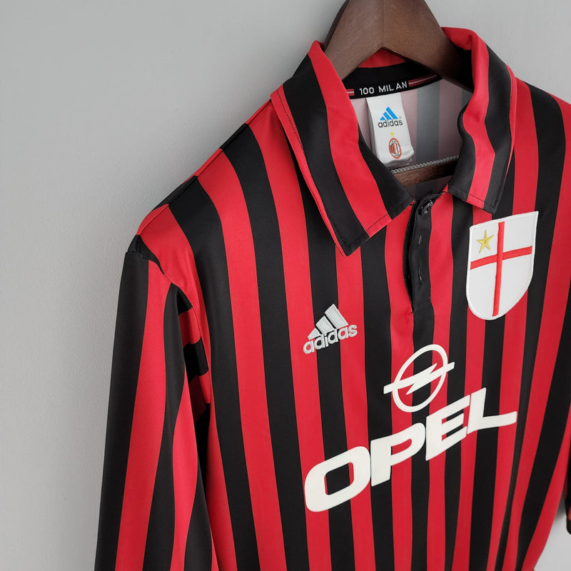 Camisa Retrô Milan 1999/2000 I Home - Manga Longa Adidas