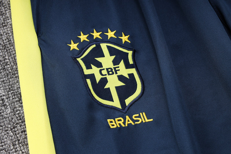 22/23 Conjunto Treino Brasil - Frio Zíper Longo - Azul Escuro