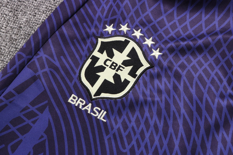 22/23 Conjunto Treino Brasil - Frio Zíper Curto - Verde Fraco