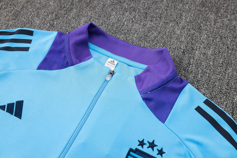 24/25 Conjunto Treino Argentina - Frio Zíper Curto - Azul e Roxo