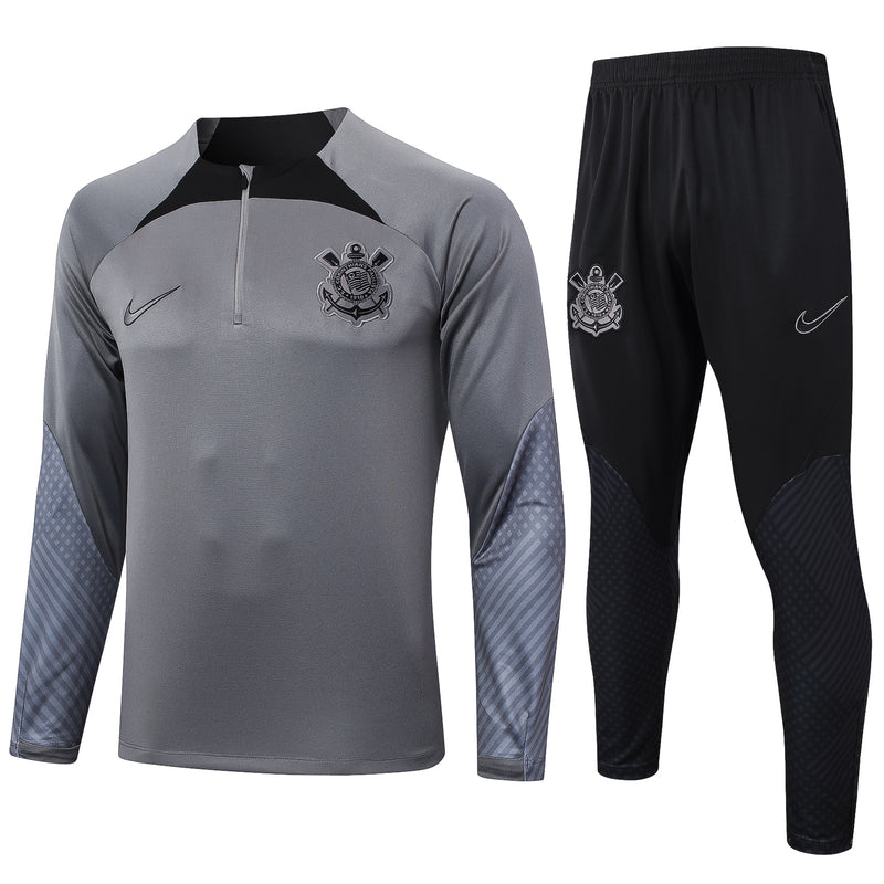 24/25 Conjunto Corinthians - Frio Zíper Curto - Cinza