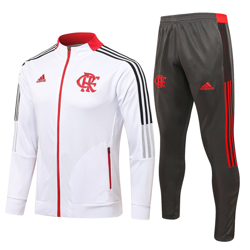 21/22 Conjunto Treino Flamengo - Frio Zíper Longo - Branco