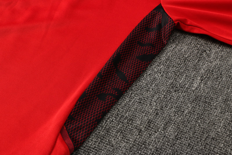 23/24 Conjunto Comissão Flamengo - Frio Zíper Curto - Vermelho