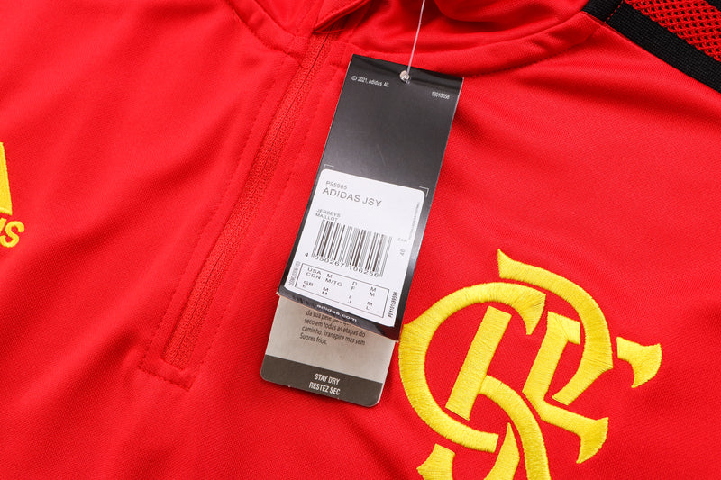 22/23 Conjunto Treino Flamengo - Frio Zíper Curto - Vermelho Amarelo