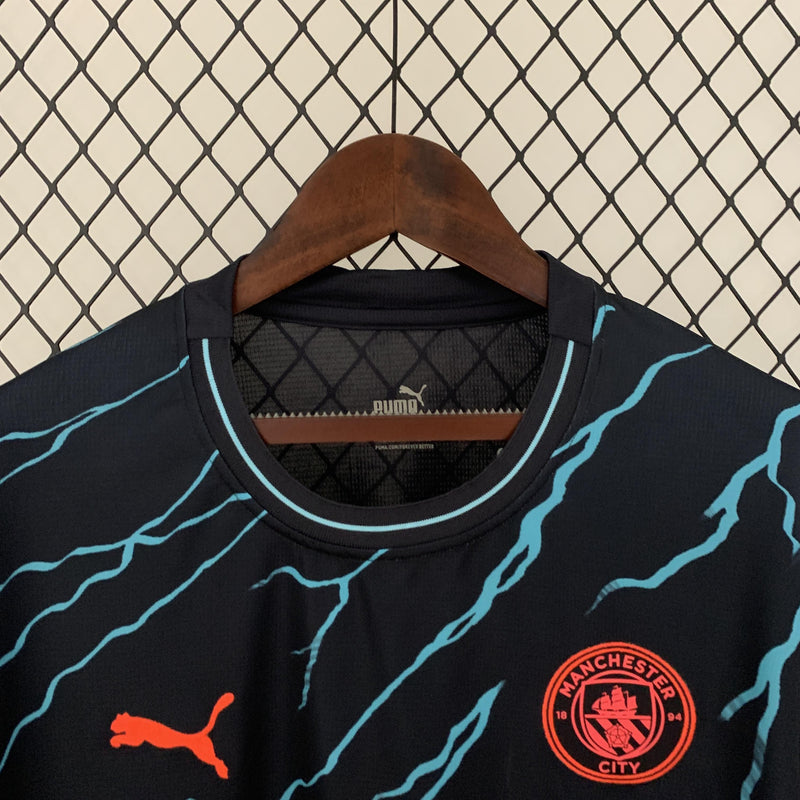 Camisa Manchester City 2023/24 III Third - Torcedor Manga Longa - Preta