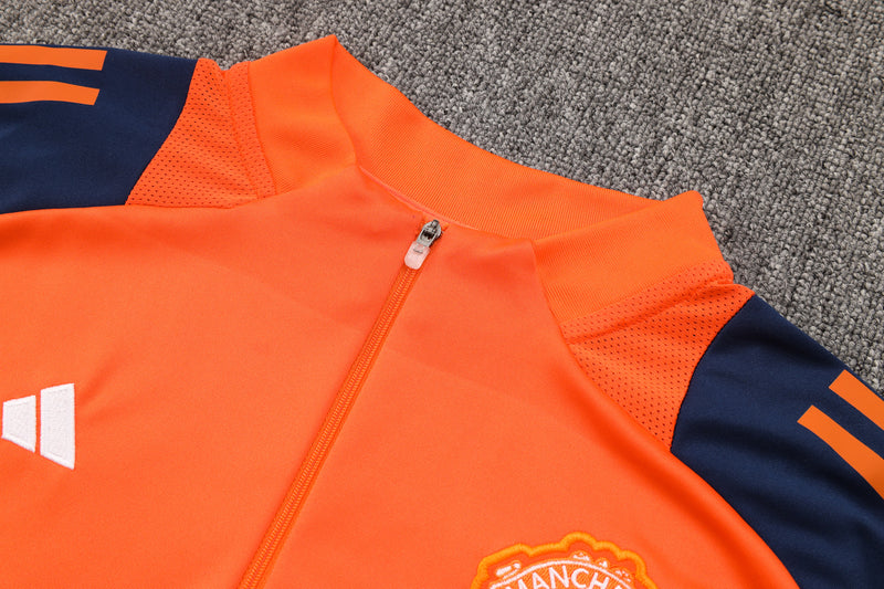 24/25 Conjunto Manchester United - Frio Zíper Curto - Laranja