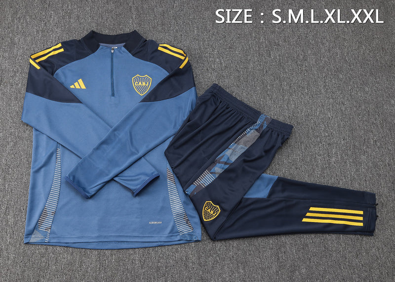 24/25 Conjunto Treino Boca Juniors - Frio Zíper Curto - Azul Escuro