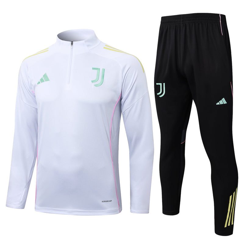25/26 Conjunto Treino Juventus - Frio Zíper Curto - Branco