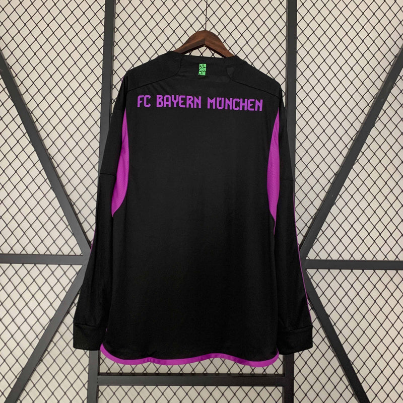 Camisa Bayern de Munique 2023/24 II Away - Torcedor Manga Longa - Preta
