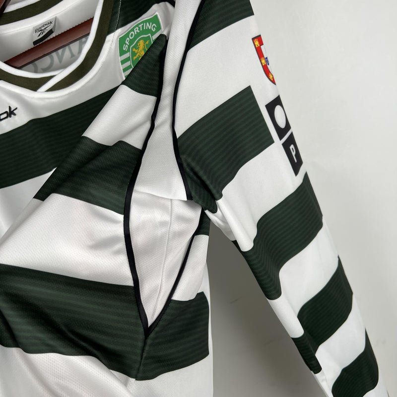 Camisa Retrô Sporting 2001/2003 I Home - Manga Longa Reebok