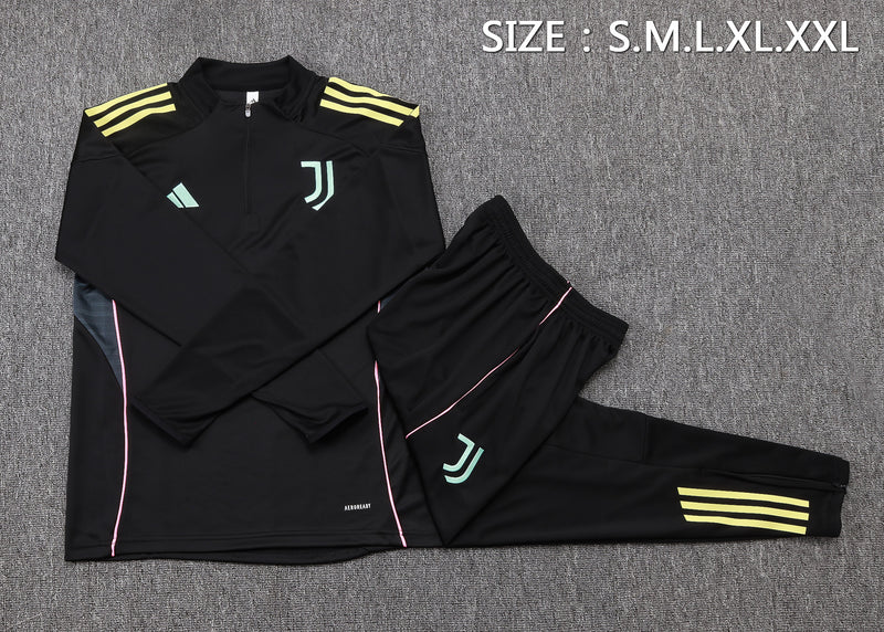 25/26 Conjunto Treino Juventus - Frio Zíper Curto - Preto