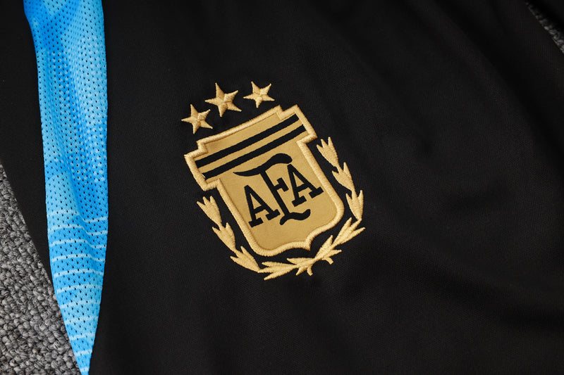 24/25 Conjunto Treino Argentina - Frio Zíper Curto - Preto