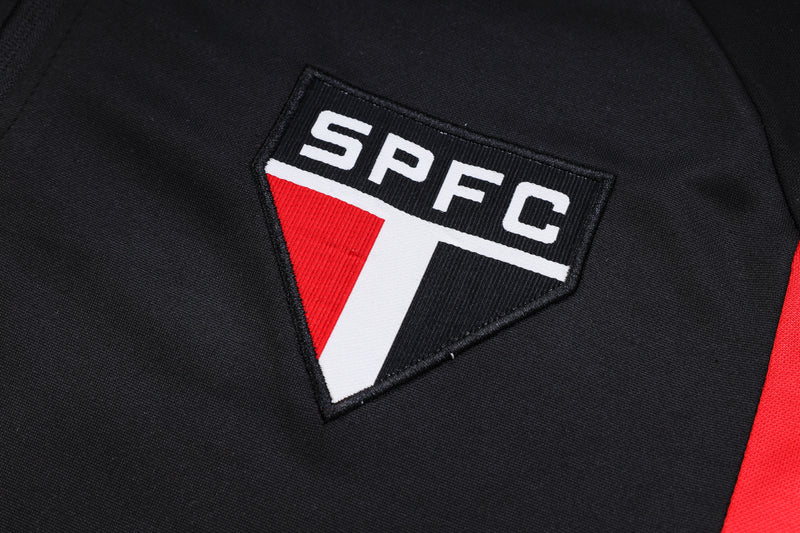 23/24 Conjunto Treino São Paulo - Frio Zíper Curto - Preto