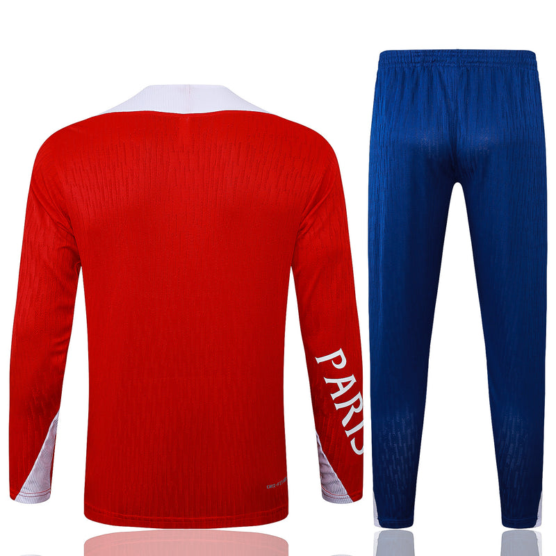25/26 Conjunto Treino PSG - Frio Zíper Curto - Vermelho