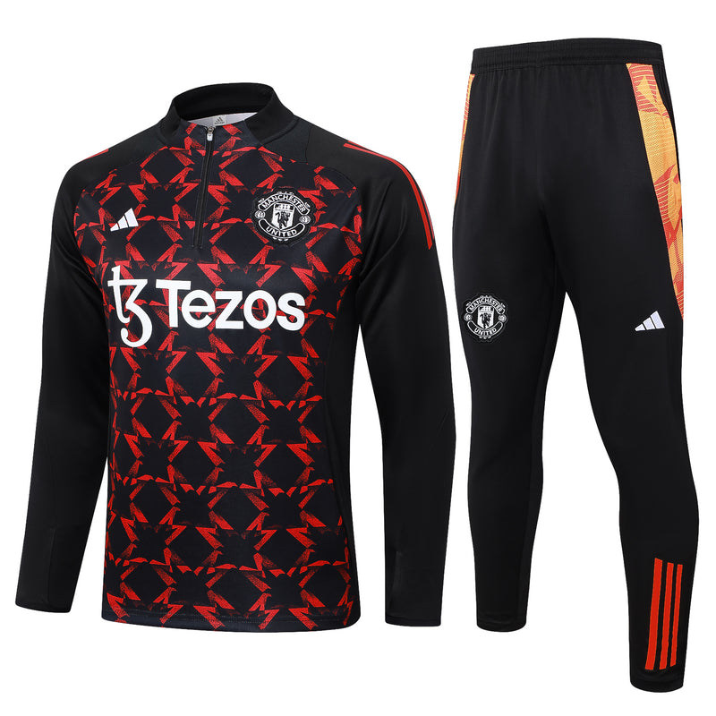 24/25 Conjunto Treino Manchester United - Frio Zíper Curto - Vermelho