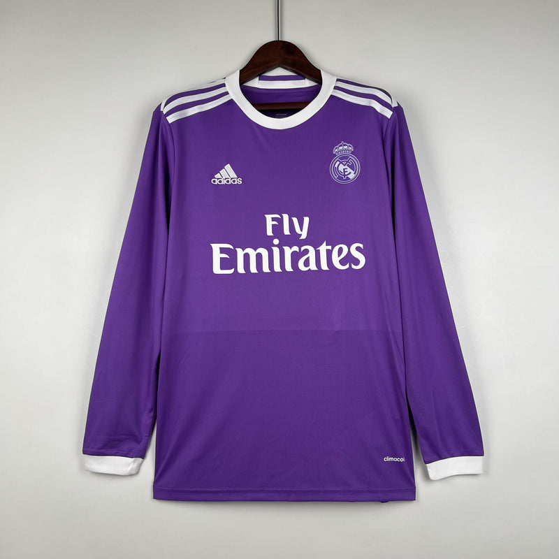 Camisa Retrô Real Madrid 2016/17 II Away - Roxa - Manga Longa Adidas