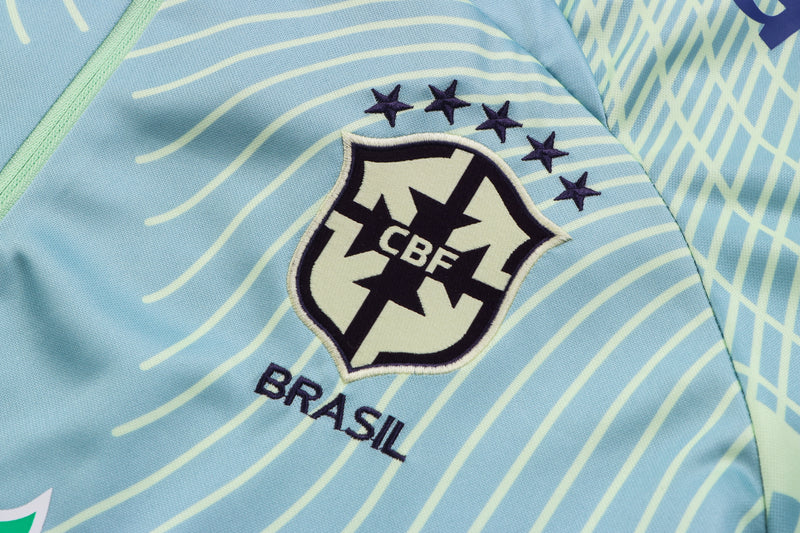 22/23 Conjunto Treino Brasil - Frio Zíper Curto - Verde Fraco