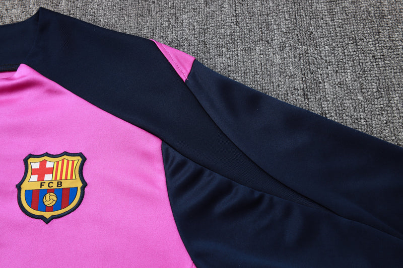 25/26 Conjunto Treino Barcelona - Frio Zíper Curto - Rosa