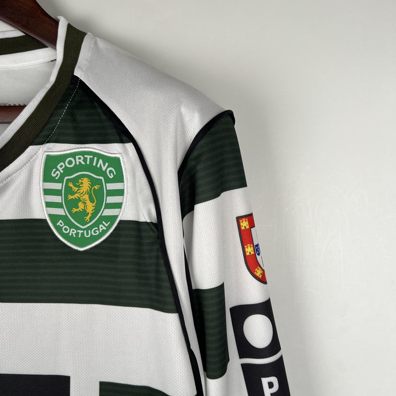 Camisa Retrô Sporting 2001/2003 I Home - Manga Longa Reebok