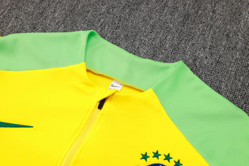 24/25 Conjunto Treino Brasil - Frio Zíper Curto - Amarelo