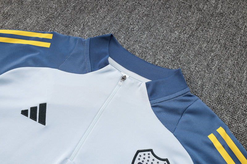 24/25 Conjunto Treino Boca Juniors - Frio Zíper Curto - Azul Claro