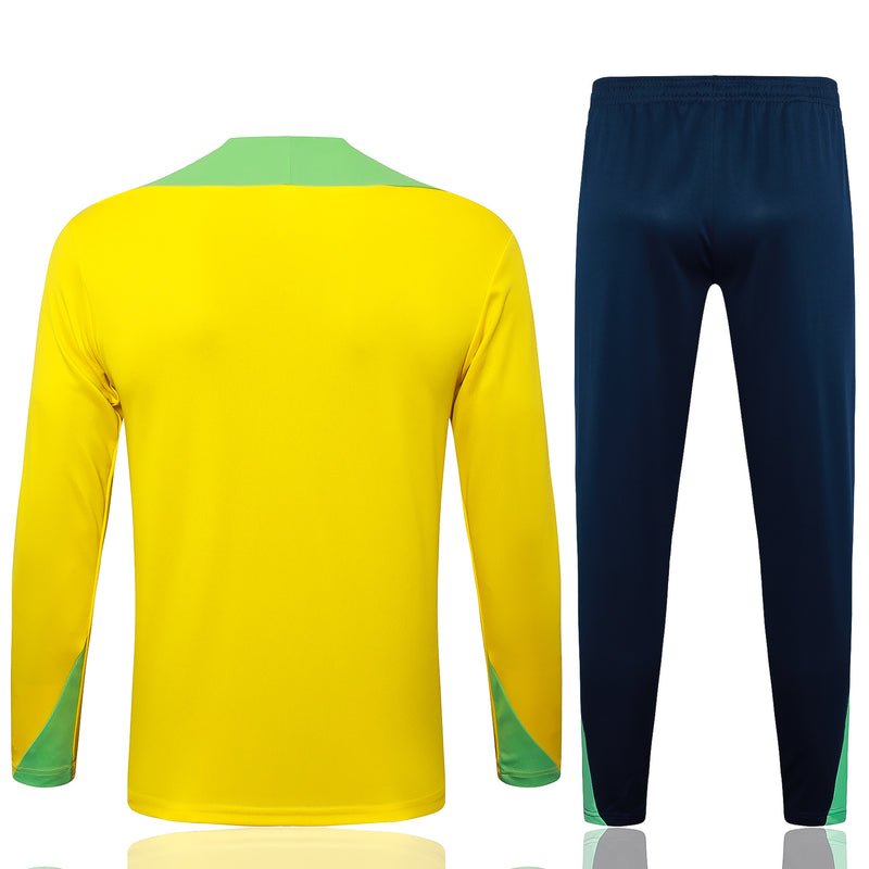 24/25 Conjunto Treino Brasil - Frio Zíper Curto - Amarelo