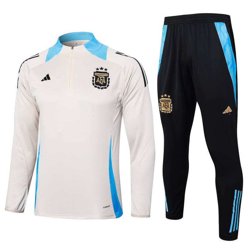 24/25 Conjunto Treino Argentina - Frio Zíper Curto - Bege