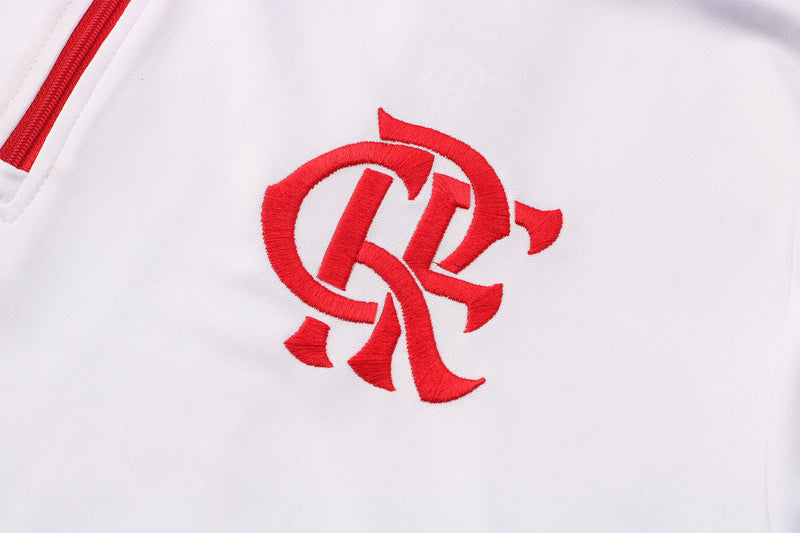 21/22 Conjunto Treino Flamengo - Frio Zíper Curto - Branco