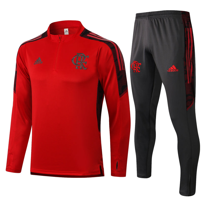 23/24 Conjunto Comissão Flamengo - Frio Zíper Curto - Vermelho