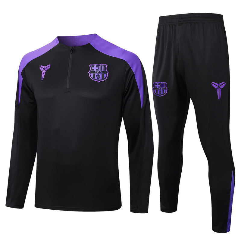 25/26 Conjunto Treino Barcelona - Frio Zíper Curto - Preto