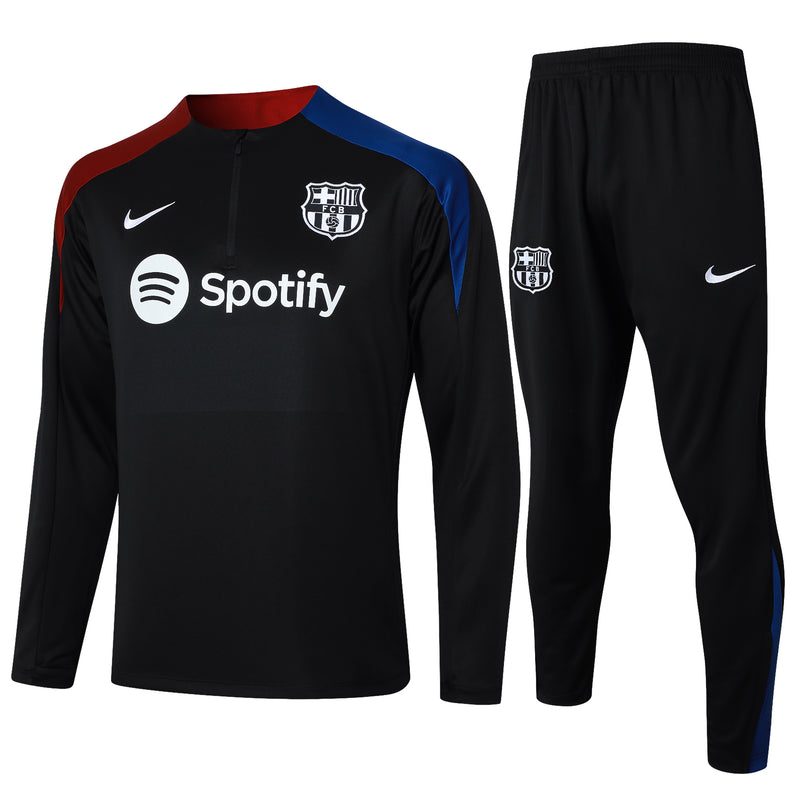 23/24 Conjunto Treino Barcelona - Frio Zíper Curto - Preto