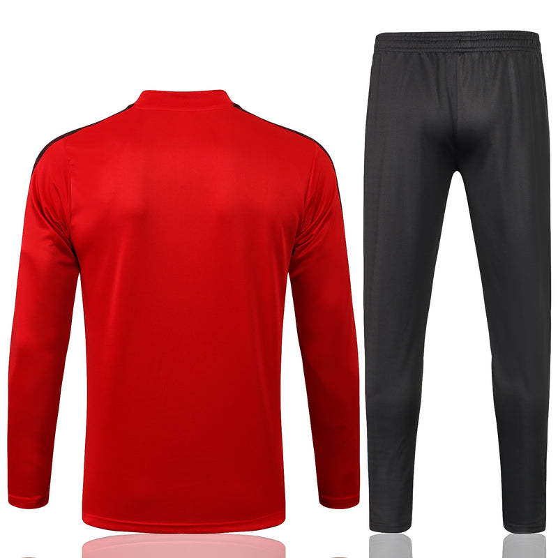 23/24 Conjunto Comissão Flamengo - Frio Zíper Curto - Vermelho