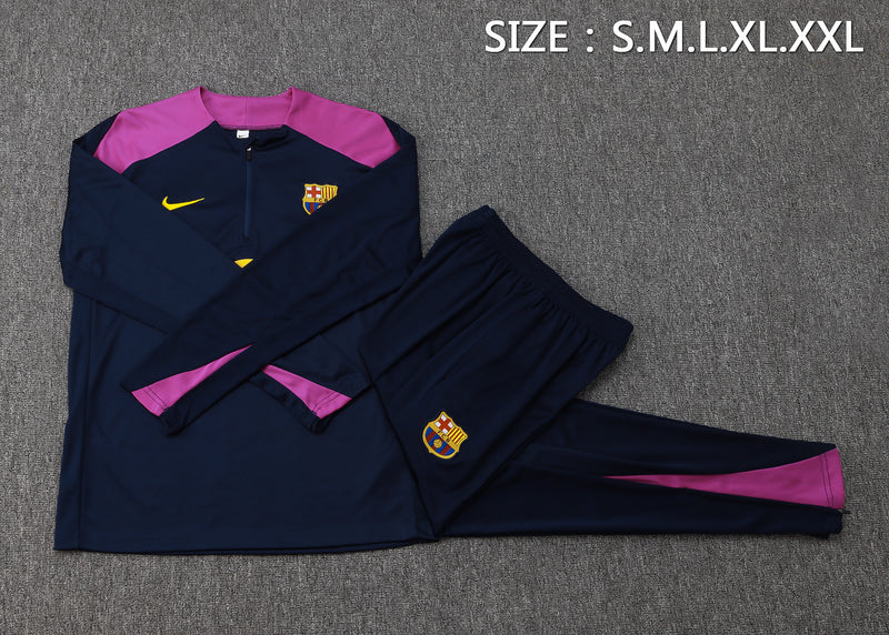 25/26 Conjunto Treino Barcelona - Frio Zíper Curto - Roxo Escuro
