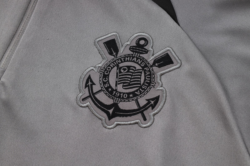 24/25 Conjunto Corinthians - Frio Zíper Curto - Cinza
