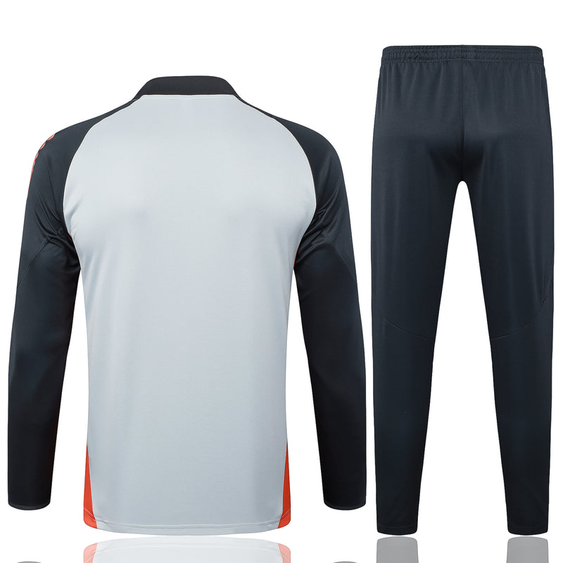 24/25 Conjunto Treino Benfica - Frio Zíper Curto - Cinza