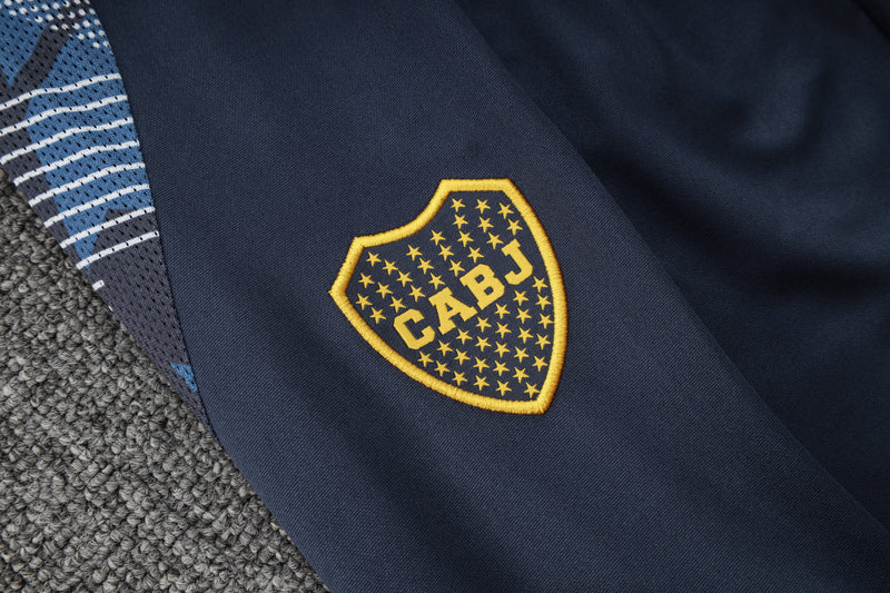 24/25 Conjunto Treino Boca Juniors - Frio Zíper Curto - Azul Escuro