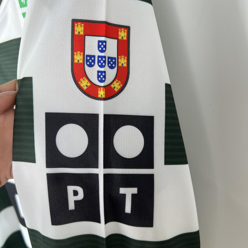 Camisa Retrô Sporting 2001/2003 I Home - Manga Longa Reebok