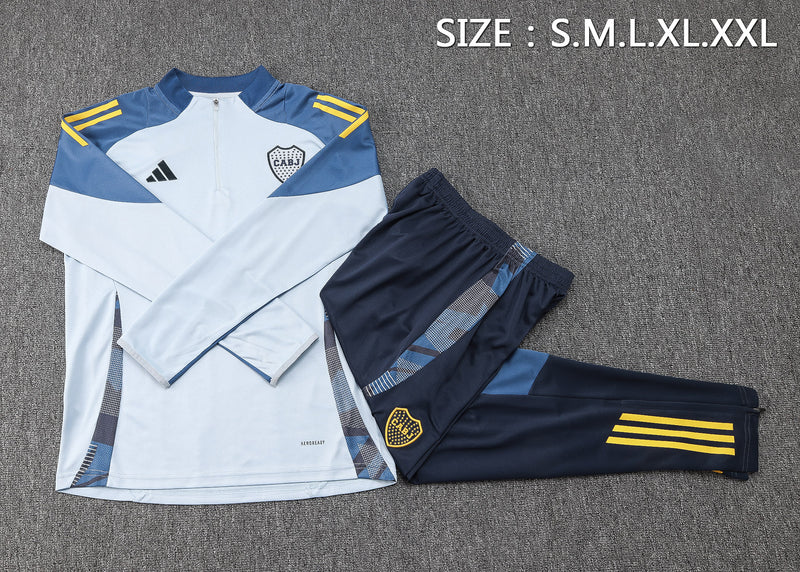 24/25 Conjunto Treino Boca Juniors - Frio Zíper Curto - Azul Claro
