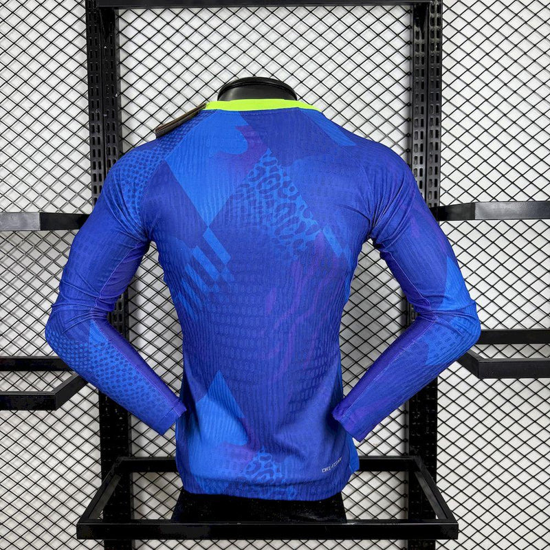 Camisa Brasil 2025 II Away - Jogador Manga Longa - Azul