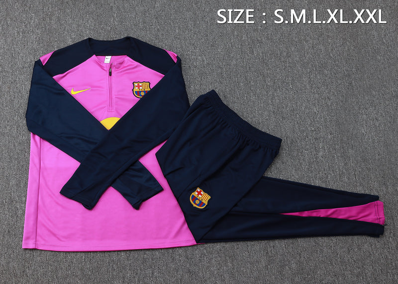 25/26 Conjunto Treino Barcelona - Frio Zíper Curto - Rosa