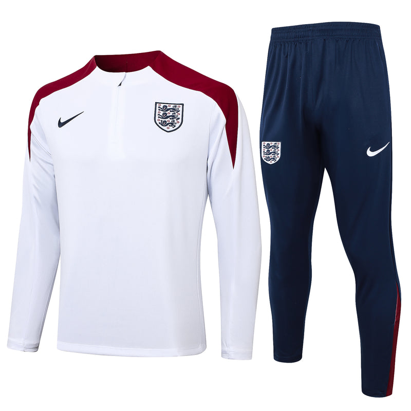 24/25 Conjunto Treino Inglaterra - Frio Zíper Curto - Branco