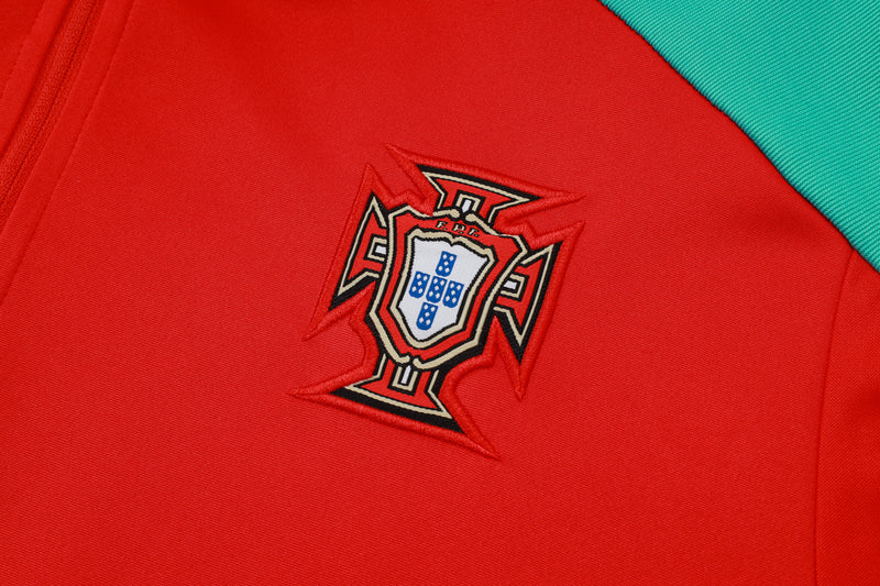 24/25 Conjunto Treino Portugal - Frio Zíper Curto - Vermelho
