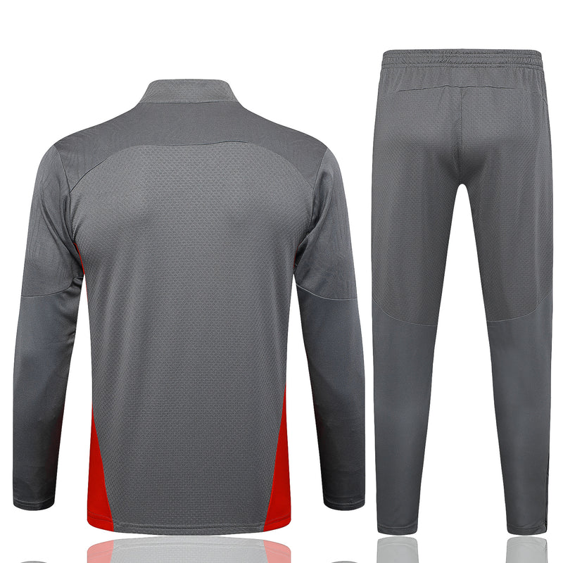 24/25 Conjunto Treino Milan - Zíper Curto - Cinza