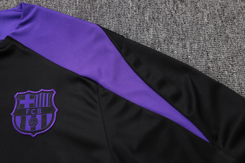 25/26 Conjunto Treino Barcelona - Frio Zíper Curto - Preto