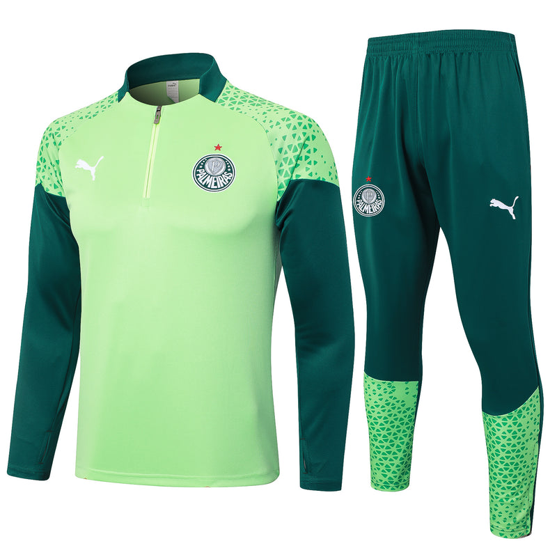 24/25 Conjunto Treino Palmeiras - Frio Zíper Curto - Verde Claro