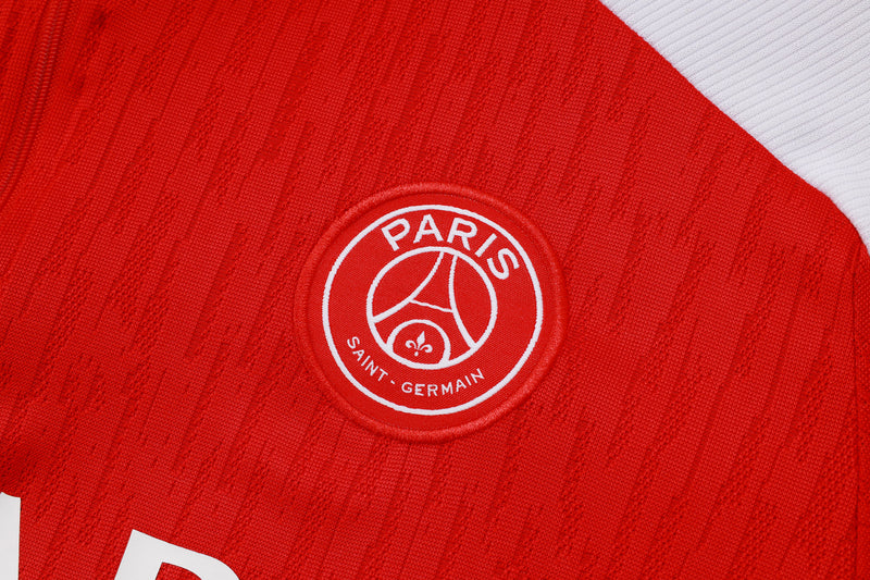 25/26 Conjunto Treino PSG - Frio Zíper Curto - Vermelho