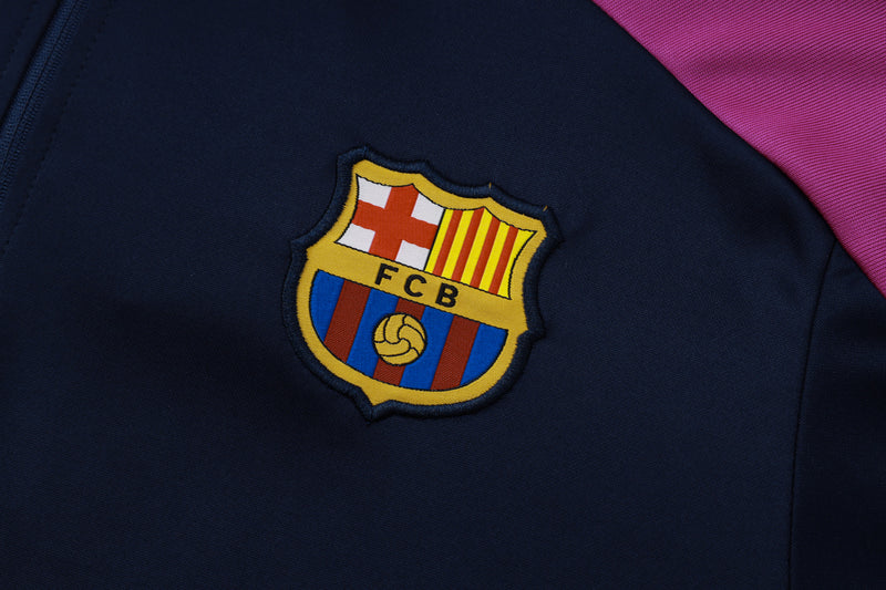 25/26 Conjunto Treino Barcelona - Frio Zíper Curto - Roxo Escuro